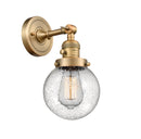 Innovations Lighting Beacon 1-100 watt 6 inch Brushed Brass Sconce Seedy glass 180 Degree Adjustable Swivel High-Low-Off Switch 203SWBBG2046