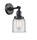 Innovations Lighting Small Bell 1-100 watt 5 inch Black Sconce Clear glass 180 Degree Adjustable Swivel High-Low-Off Switch 203SWBKG52