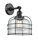 Innovations Lighting Large Bell Cage 1-100 watt 8 inch Black Sconce Clear glass 180 Degree Adjustable Swivel High-Low-Off Switch 203SWBKG72CE