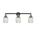 Colton Bath Vanity Light shown in the Black Antique Brass finish with a Clear Halophane shade