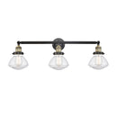 Olean Bath Vanity Light shown in the Black Antique Brass finish with a Seedy shade