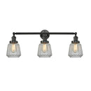 Chatham Bath Vanity Light shown in the Matte Black finish with a Clear shade