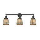 Chatham Bath Vanity Light shown in the Matte Black finish with a Mercury shade