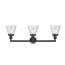 Innovations Lighting Small Cone 3 Light Bath Vanity Light Part Of The Franklin Restoration Collection 205-BK-G64-LED