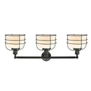 Innovations Lighting Large Bell Cage 3 Light Bath Vanity Light Part Of The Franklin Restoration Collection 205-BK-G71-CE-LED