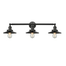 Railroad Bath Vanity Light shown in the Matte Black finish with a Matte Black shade