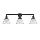 Cone Bath Vanity Light shown in the Oil Rubbed Bronze finish with a Clear shade
