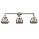 Fulton Bath Vanity Light shown in the Polished Nickel finish with a Plated Smoke shade