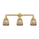 Chatham Bath Vanity Light shown in the Satin Gold finish with a Mercury shade