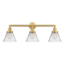 Cone Bath Vanity Light shown in the Satin Gold finish with a Clear shade