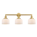 Bell Bath Vanity Light shown in the Satin Gold finish with a Matte White shade