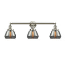Fulton Bath Vanity Light shown in the Brushed Satin Nickel finish with a Plated Smoke shade