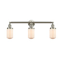 Dover Bath Vanity Light shown in the Brushed Satin Nickel finish with a Matte White shade