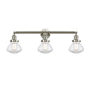 Olean Bath Vanity Light shown in the Brushed Satin Nickel finish with a Clear shade