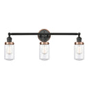 Dover Bath Vanity Light shown in the Matte Black finish with a Clear shade