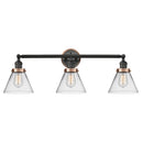 Cone Bath Vanity Light shown in the Matte Black finish with a Clear shade