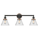 Cone Bath Vanity Light shown in the Matte Black finish with a Seedy shade