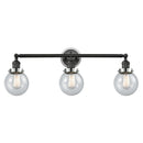 Beacon Bath Vanity Light shown in the Matte Black finish with a Seedy shade