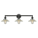 Halophane Bath Vanity Light shown in the Matte Black finish with a Clear Halophane shade