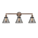 Cone Bath Vanity Light shown in the Antique Copper finish with a Plated Smoke shade