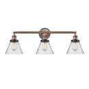 Cone Bath Vanity Light shown in the Antique Copper finish with a Seedy shade