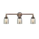 Bell Bath Vanity Light shown in the Antique Copper finish with a Silver Plated Mercury shade