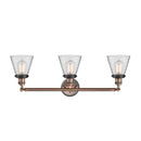 Innovations Lighting Small Cone 3 Light Bath Vanity Light Part Of The Franklin Restoration Collection 205BP-ACBK-G62