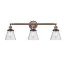 Cone Bath Vanity Light shown in the Antique Copper finish with a Seedy shade