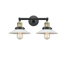 Halophane Bath Vanity Light shown in the Black Antique Brass finish with a Matte White Halophane shade