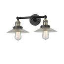 Halophane Bath Vanity Light shown in the Black Antique Brass finish with a Clear Halophane shade