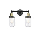 Dover Bath Vanity Light shown in the Black Antique Brass finish with a Clear shade