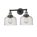 Bell Bath Vanity Light shown in the Black Antique Brass finish with a Seedy shade