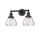 Fulton Bath Vanity Light shown in the Matte Black finish with a Clear shade