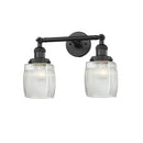 Colton Bath Vanity Light shown in the Matte Black finish with a Clear Halophane shade