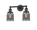 Innovations Lighting Small Bell 2-100 watt 16 inch Black Smoked glass 180 Degree Adjustable Swivels 208BKG53
