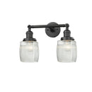 Colton Bath Vanity Light shown in the Oil Rubbed Bronze finish with a Clear Halophane shade