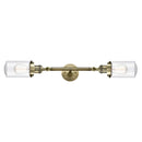 Dover Bath Vanity Light shown in the Antique Brass finish with a Seedy shade