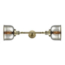 Bell Bath Vanity Light shown in the Antique Brass finish with a Silver Plated Mercury shade