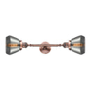 Fulton Bath Vanity Light shown in the Antique Copper finish with a Plated Smoke shade