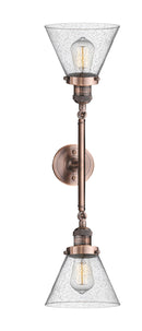 Innovations Lighting 2 Light Vintage Vertical Bath Vanity Light 180 Degree Adjustable Swivels Seedy Large Cone glass 208LACG44