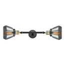 Fulton Bath Vanity Light shown in the Black Antique Brass finish with a Plated Smoke shade
