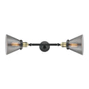Cone Bath Vanity Light shown in the Black Antique Brass finish with a Plated Smoke shade
