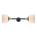 Bell Bath Vanity Light shown in the Black Antique Brass finish with a Matte White shade