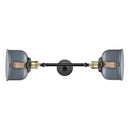 Bell Bath Vanity Light shown in the Black Antique Brass finish with a Plated Smoke shade
