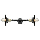 Railroad Bath Vanity Light shown in the Black Antique Brass finish with a Matte Black shade