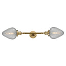 Geneseo Bath Vanity Light shown in the Brushed Brass finish with a Clear Crackled shade
