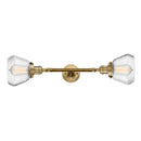 Fulton Bath Vanity Light shown in the Brushed Brass finish with a Clear shade
