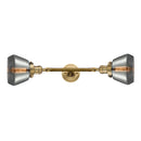 Fulton Bath Vanity Light shown in the Brushed Brass finish with a Plated Smoke shade