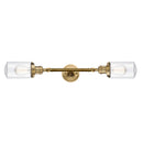 Dover Bath Vanity Light shown in the Brushed Brass finish with a Clear shade