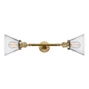 Cone Bath Vanity Light shown in the Brushed Brass finish with a Clear shade